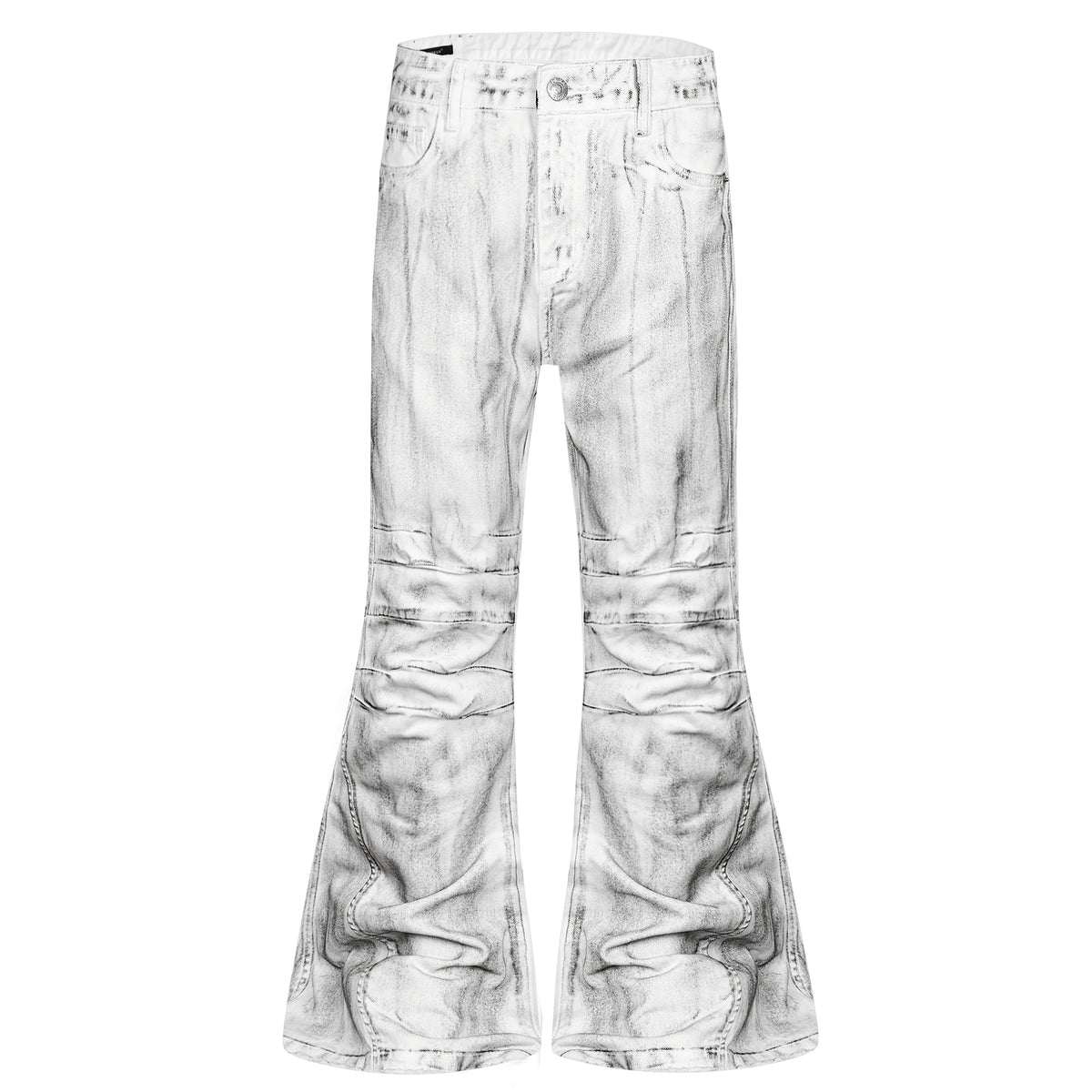 Omirad Washed Ruched Flared Jeans