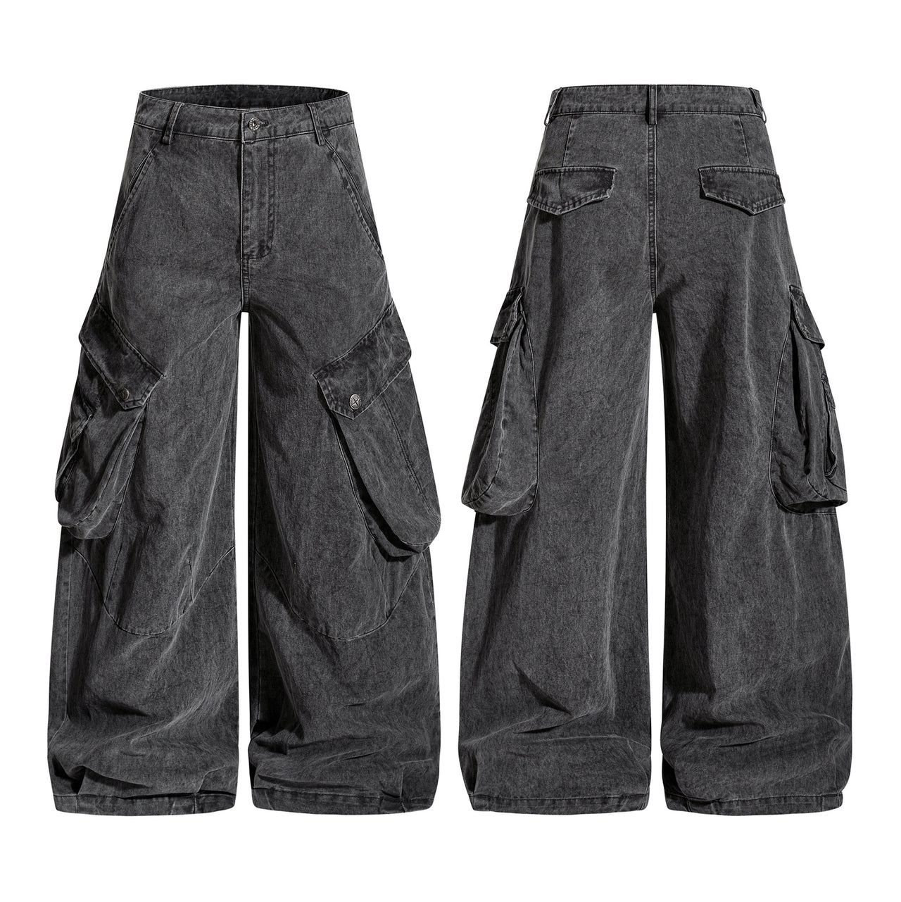 Omirad Washed Wide-Leg Cargo Pants