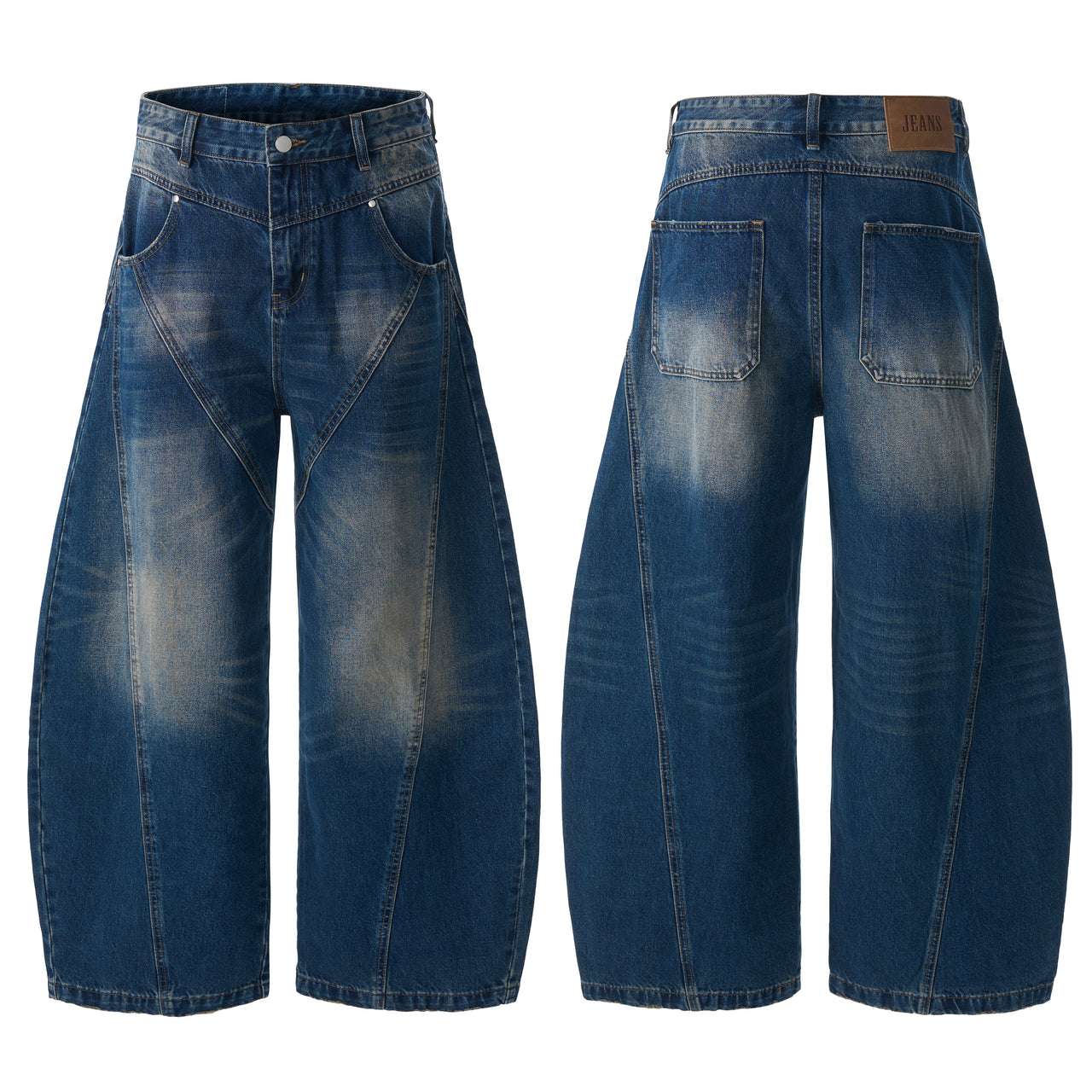 Omirad V-Panel Washed Wide-Leg Jeans
