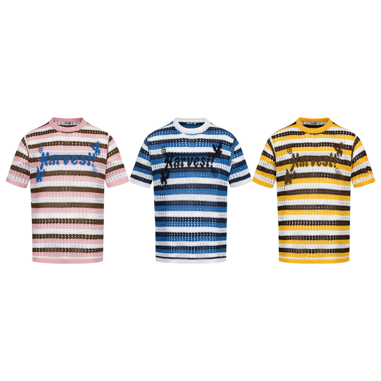 American Striped Hollow Jacquard Knit Tee