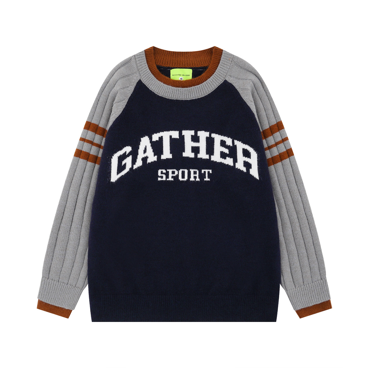 Streetwear Letter Jacquard Dual-Collar Knit Sweater