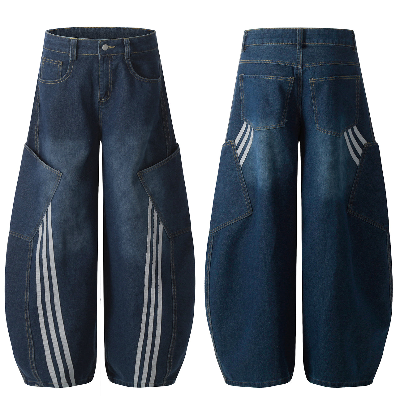 American Striped Curved Blade Jeans