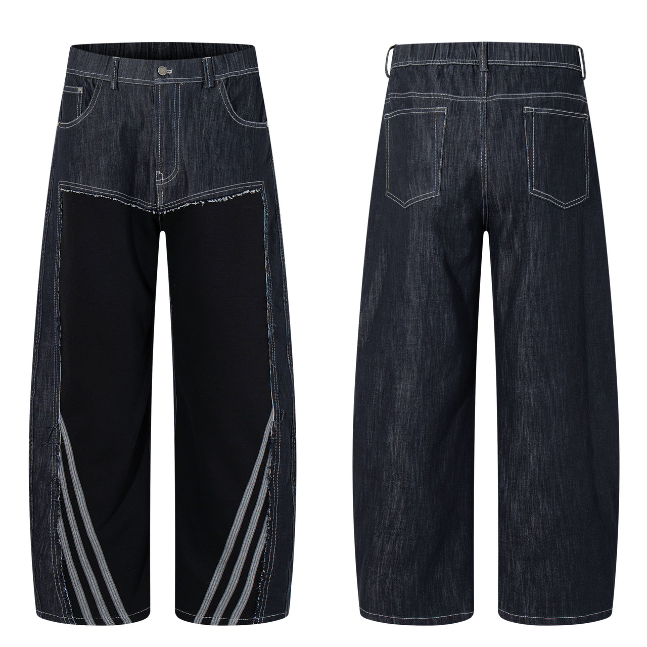 American Streetwear Patchwork Wide-Leg Jeans