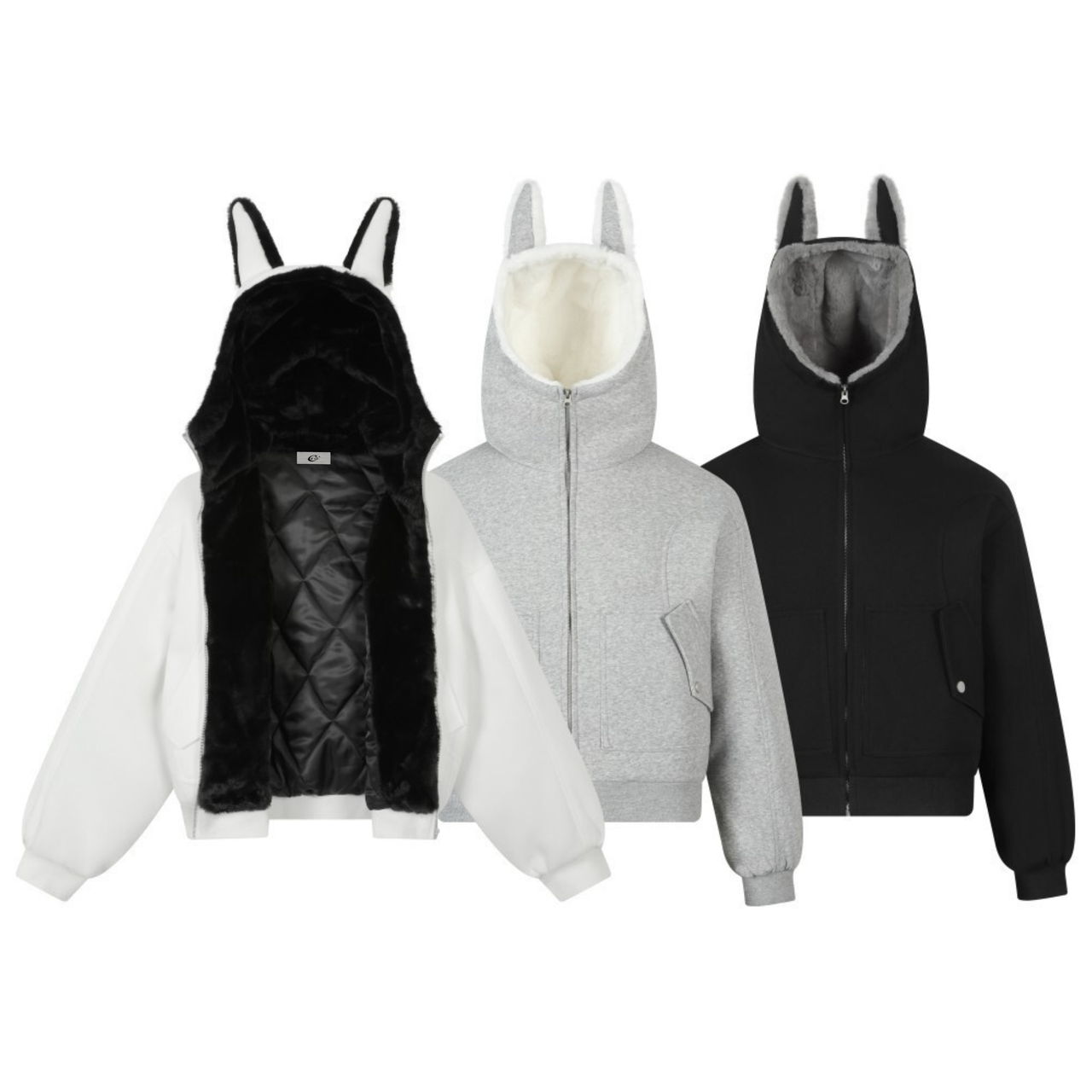 Omirad Bunny Ear Sherpa Hoodie Jacket