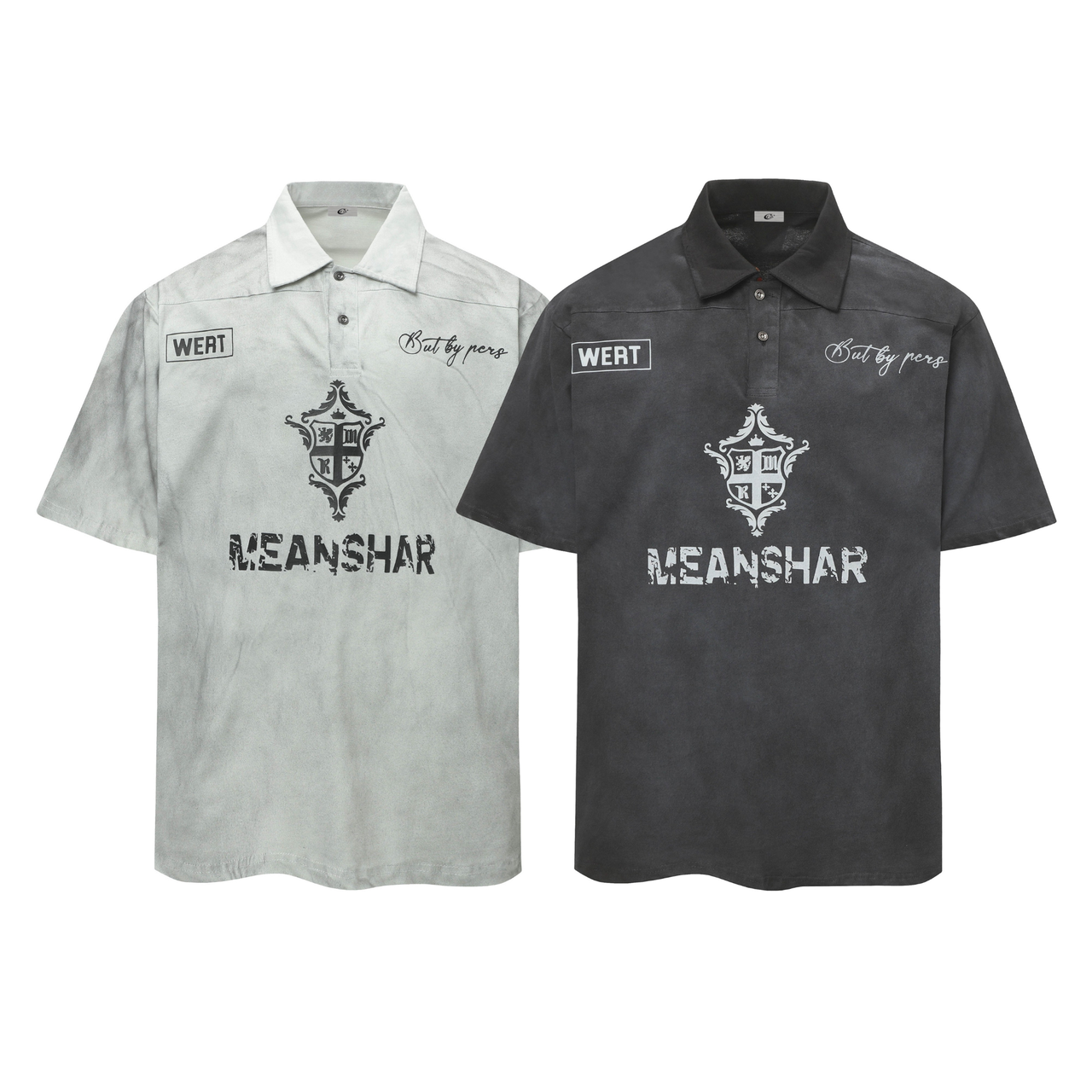 Omirad Washed Graphic Crest Polo Shirt