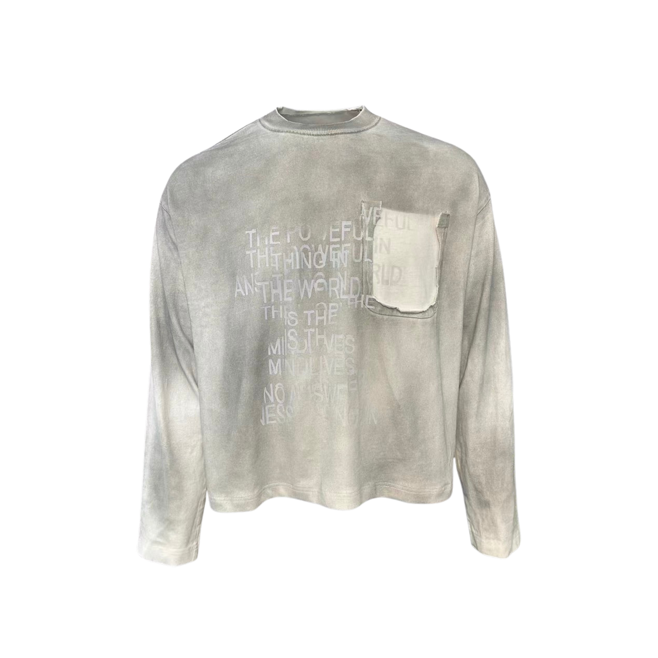 Omirad Washed Letter Print Long Sleeve Tee