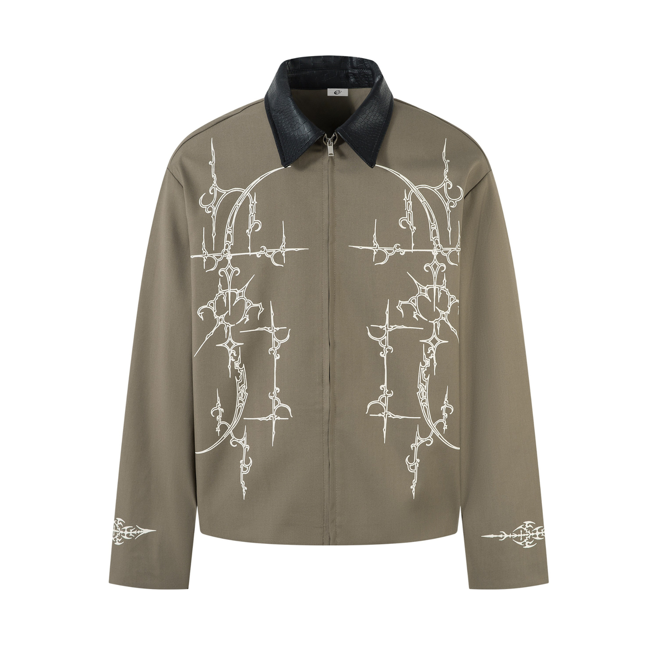 Omirad Barbed Graphic Faux-Leather Collar Jacket