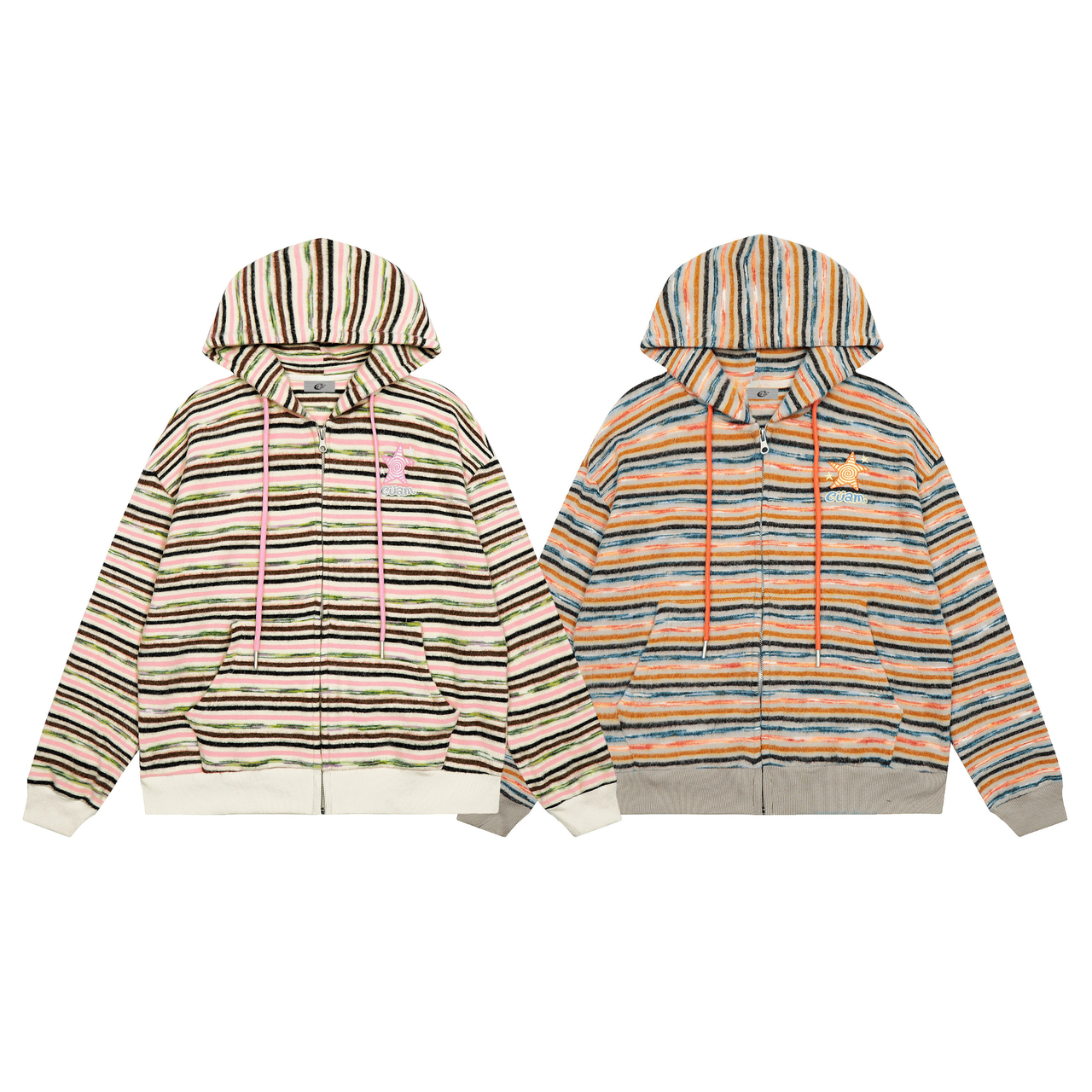 Omirad Striped Knit Zip Hoodie
