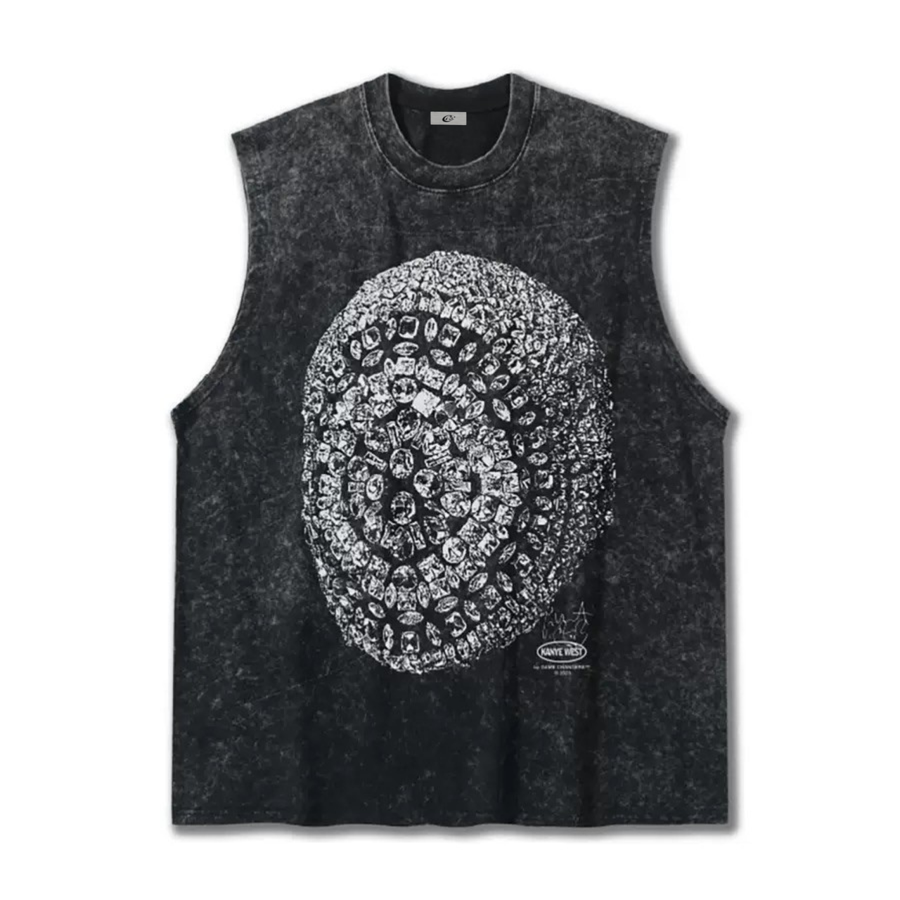Omirad Crystal Skull Graphic Sleeveless Tee