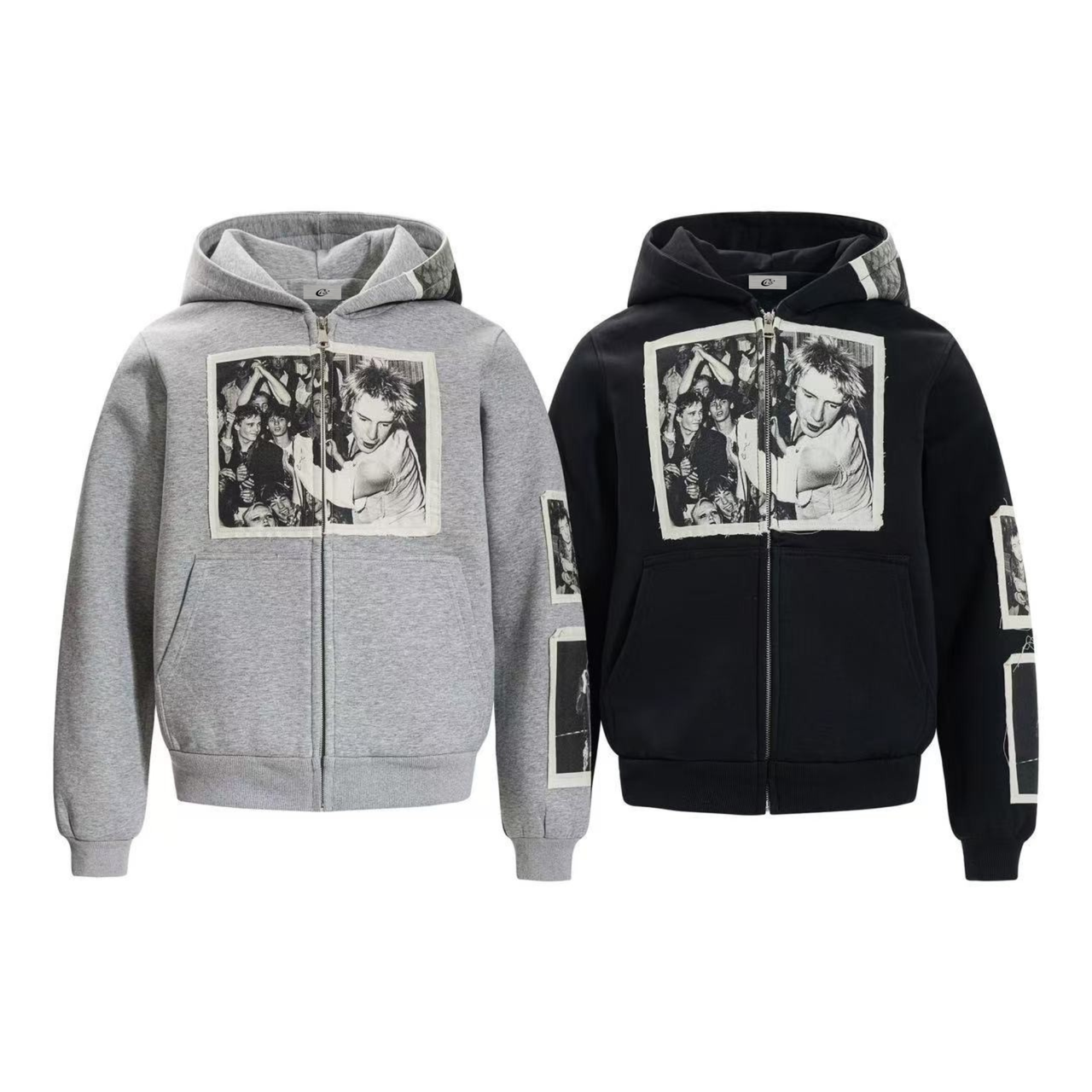 Omirad Vintage Photo Patch Zip Hoodie