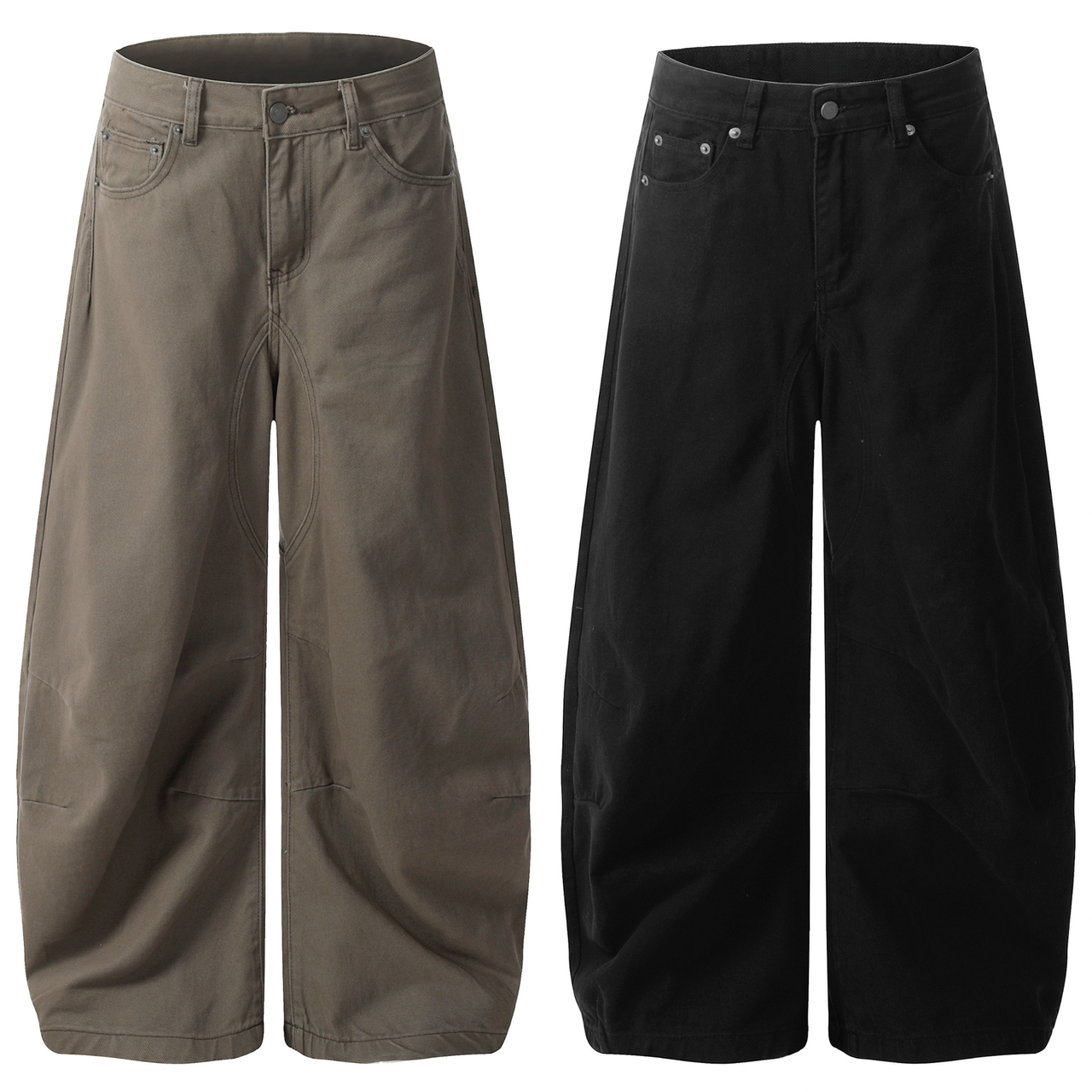 Omirad Sculpted Wide-Leg Canvas Pants