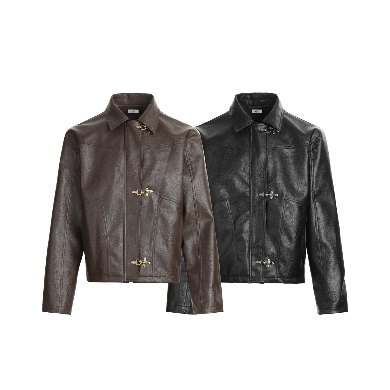 Omirad Buckle-Closure PU Leather Jacket