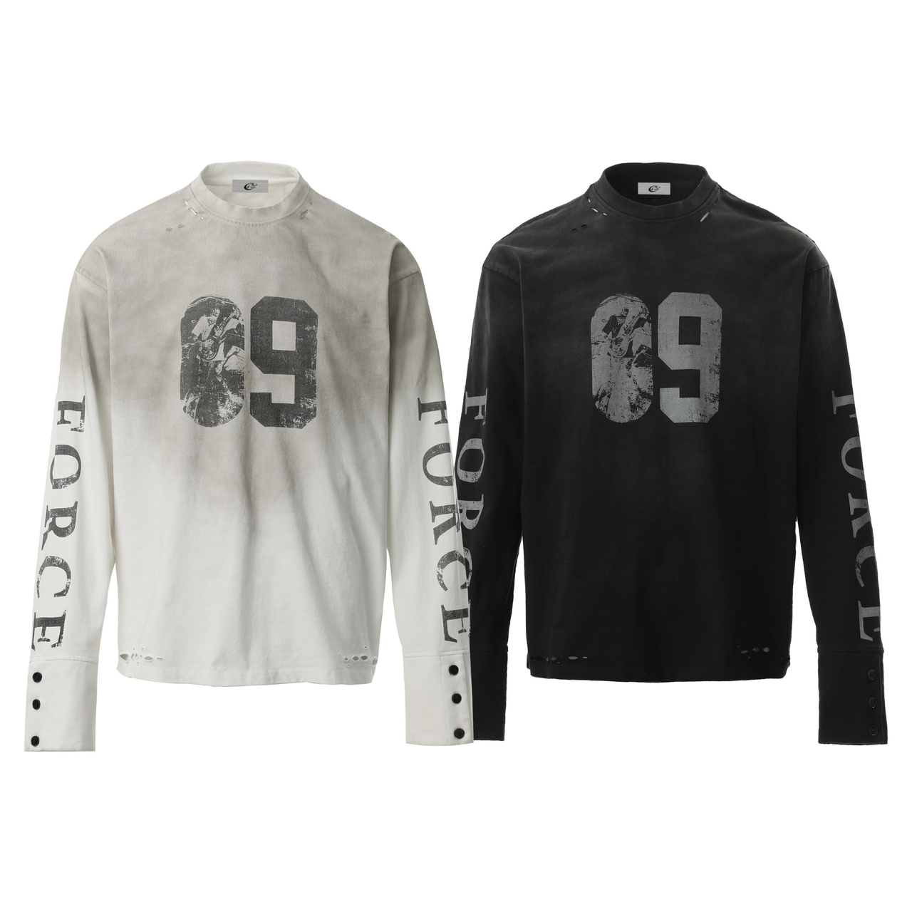 Omirad Distressed Number Graphic Long-Sleeve Tee