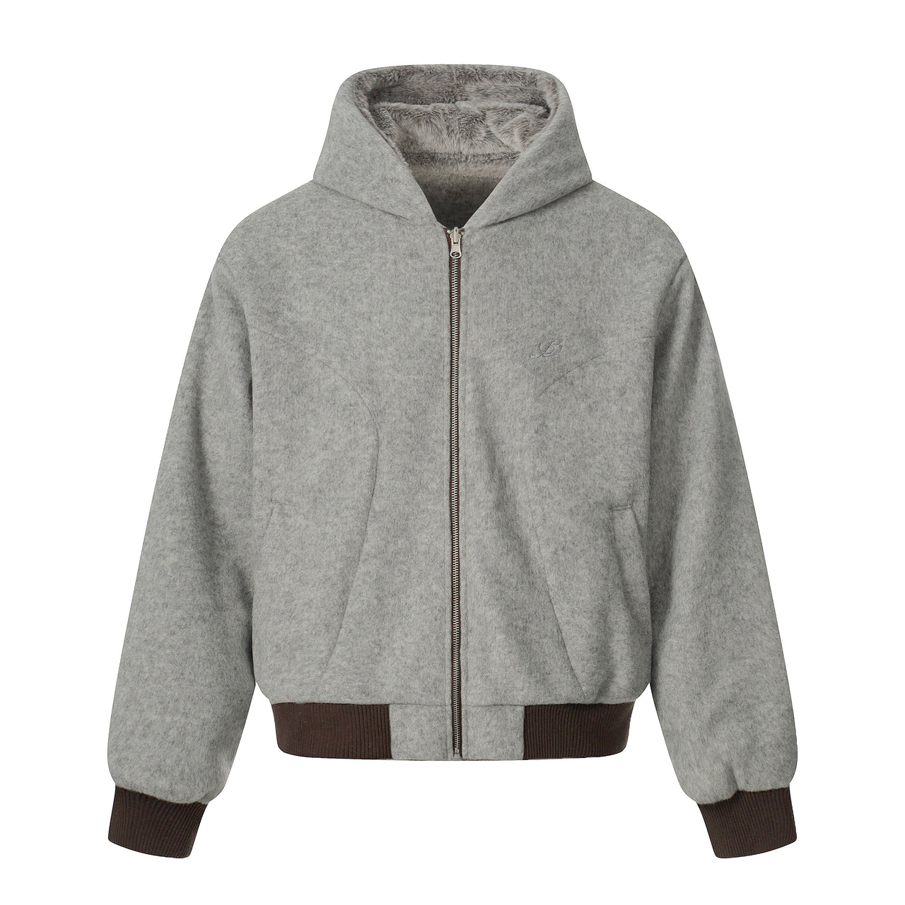 Omirad Wool Blend Fleece Hooded Bomber Jacket
