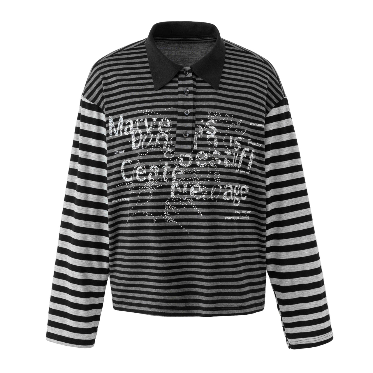Omirad Striped Long Sleeve Polo Shirt