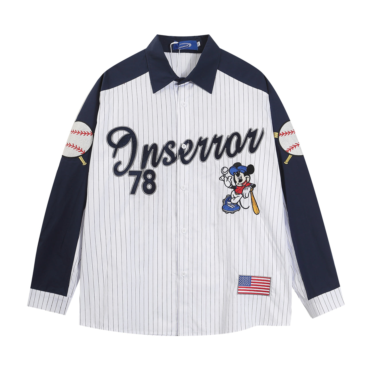 American Street Style Cartoon Embroidered Shirt