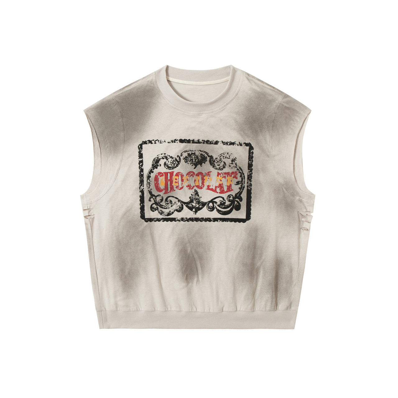 Omirad Distressed Print Sleeveless Sweatshirt