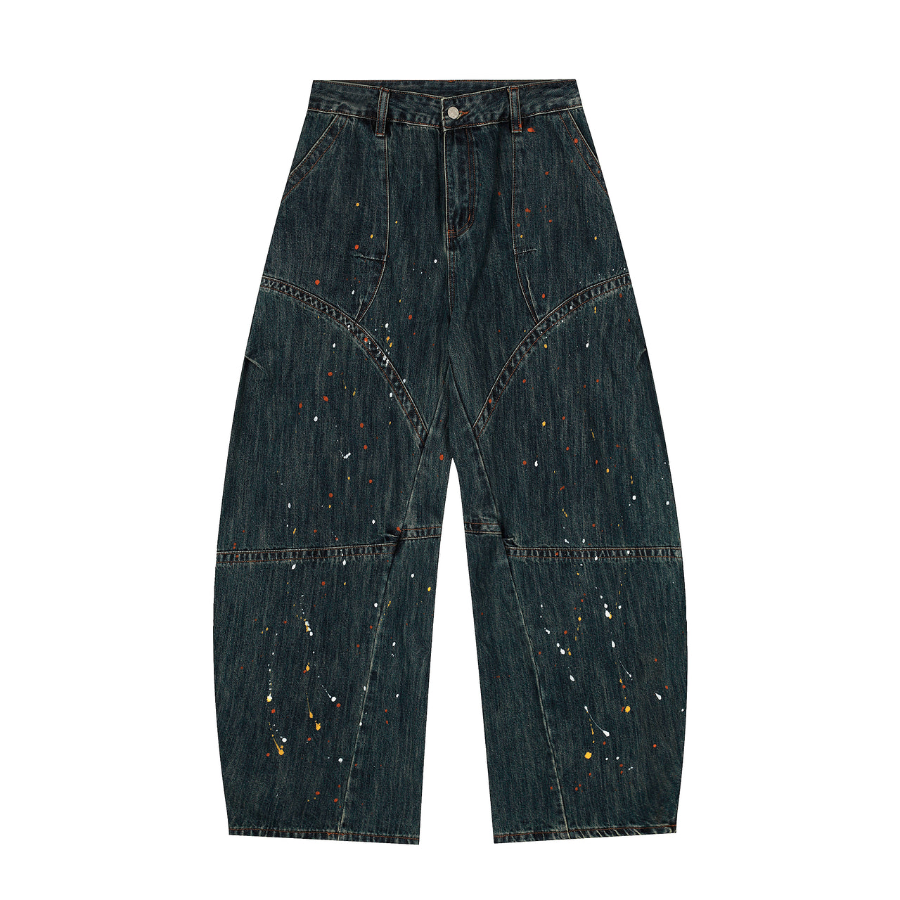 Omirad Paint-Splatter Patchwork Wide-Leg Jeans
