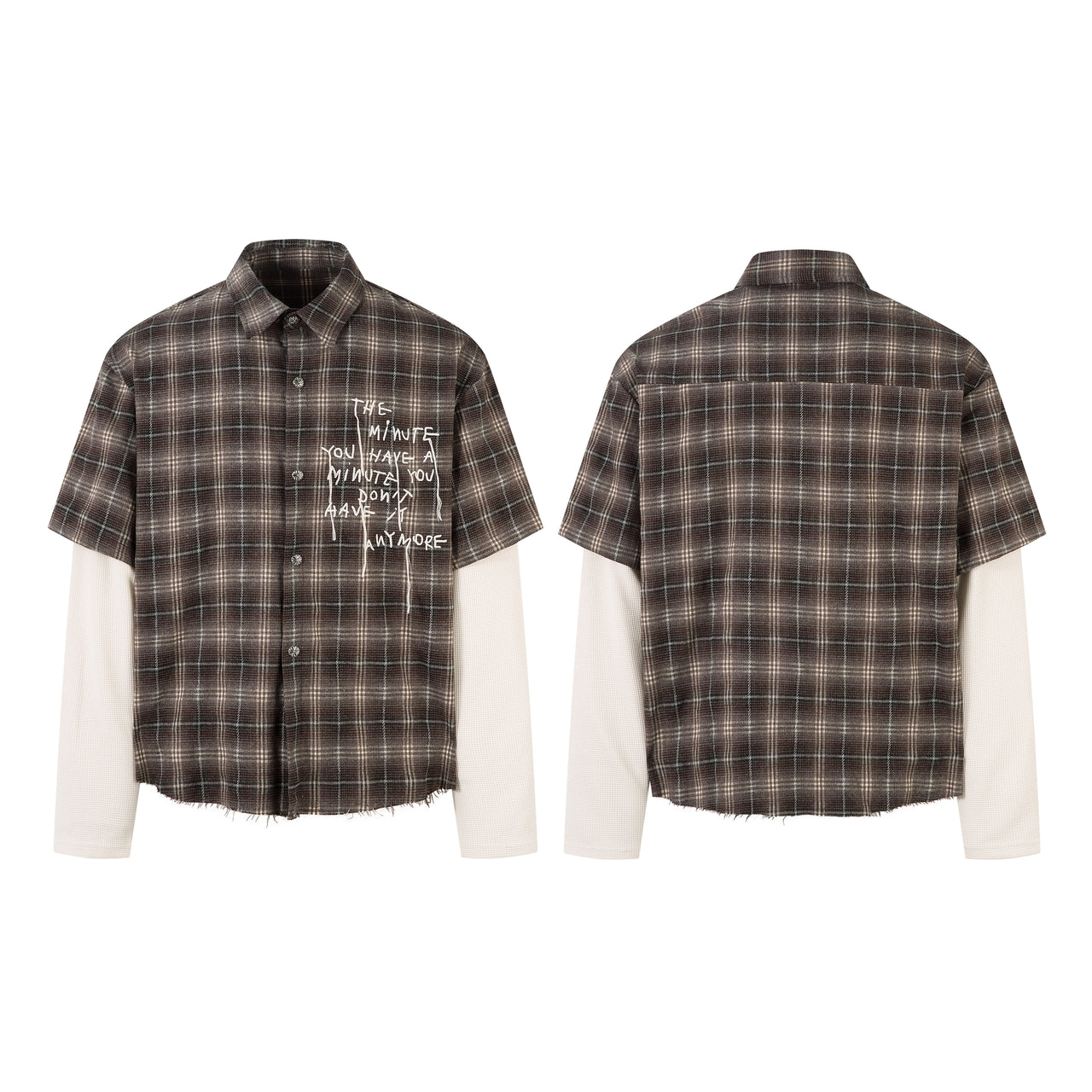 Omirad Layered Plaid Fringe Shirt