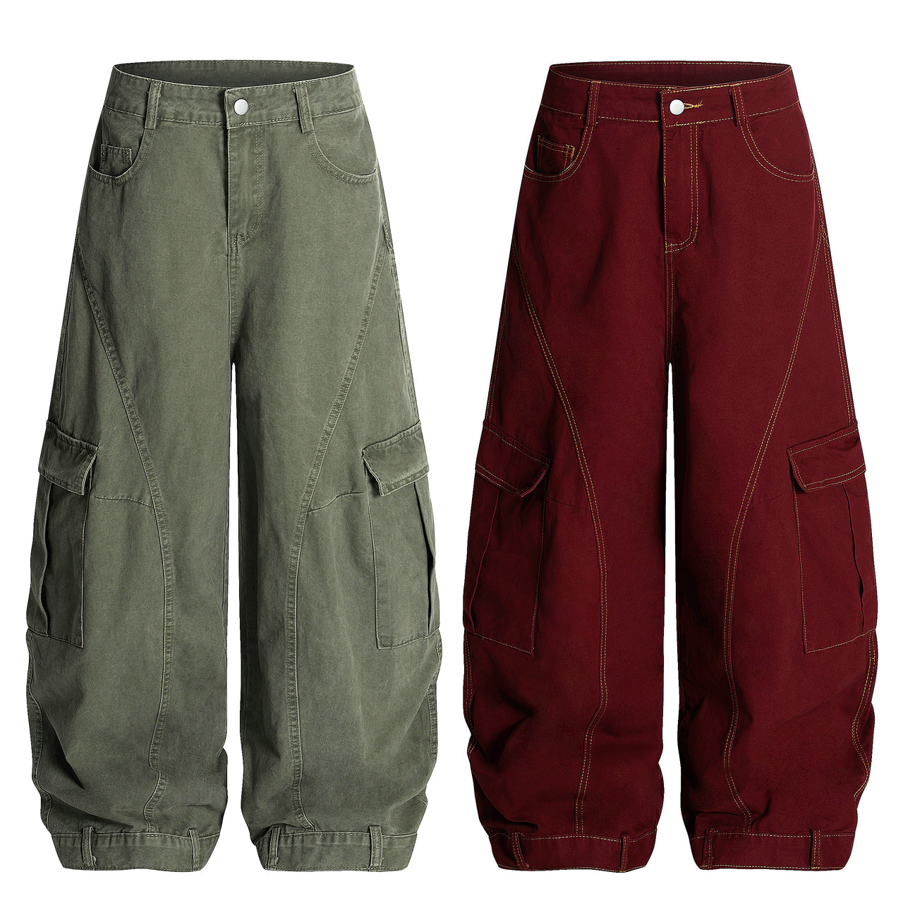 Omirad Heavy-Wash Wide Cargo Pants