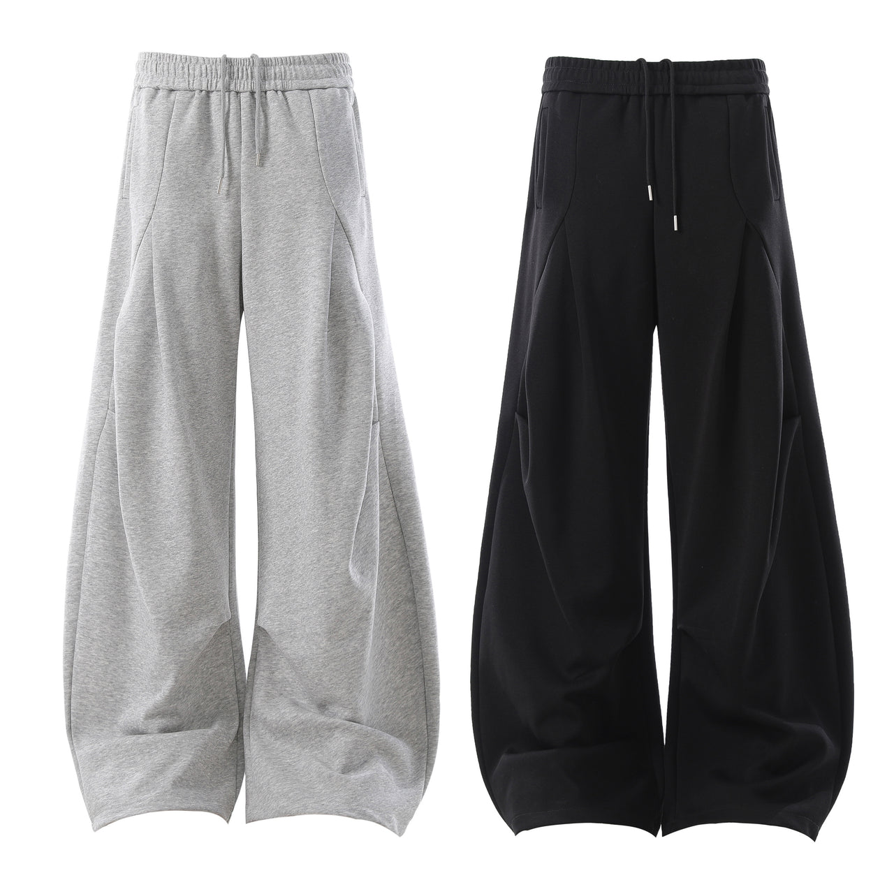 Streetwear Pleated Curved-Cut Relaxed Pants
