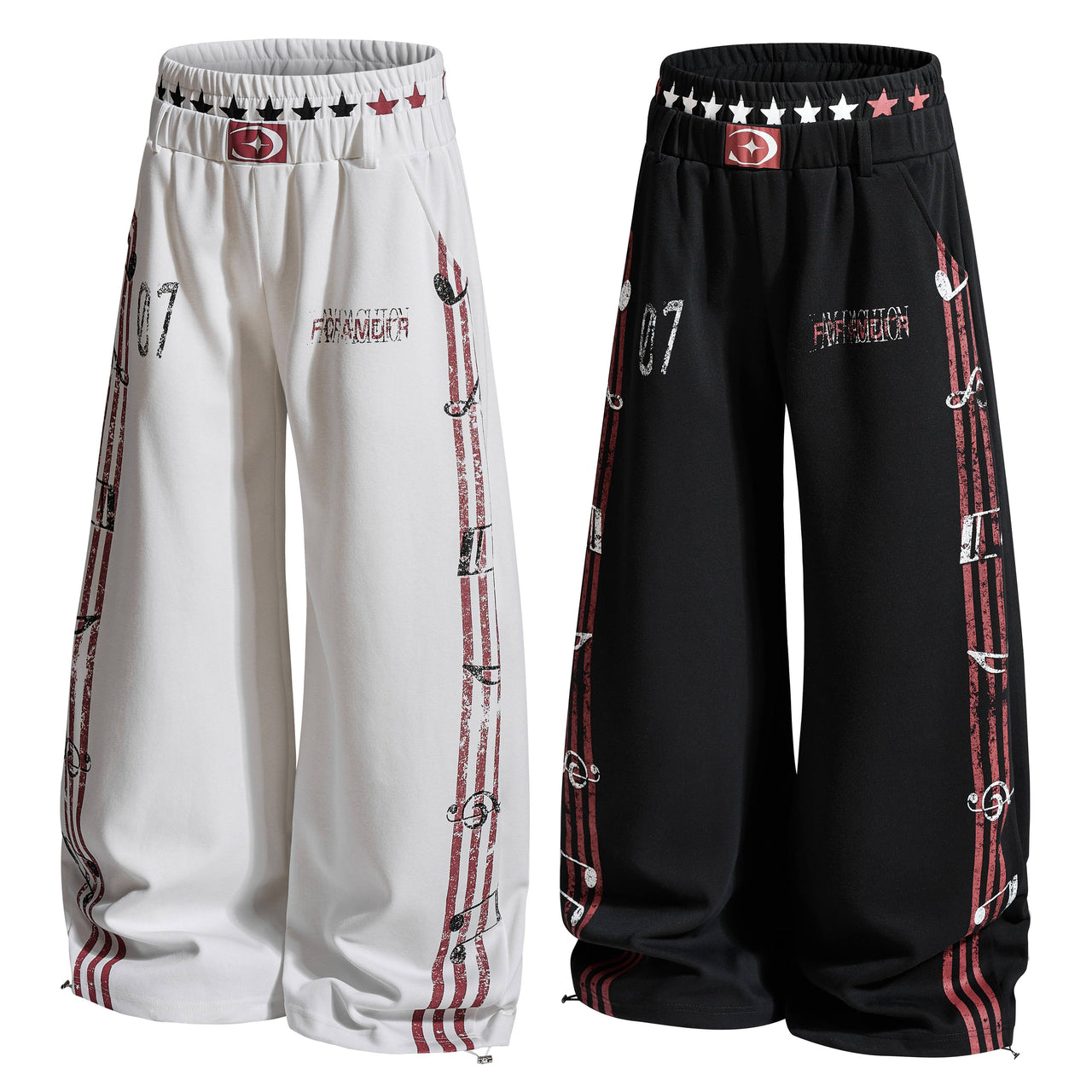 Omirad Vintage Stripe Graphic Wide-Leg Pants