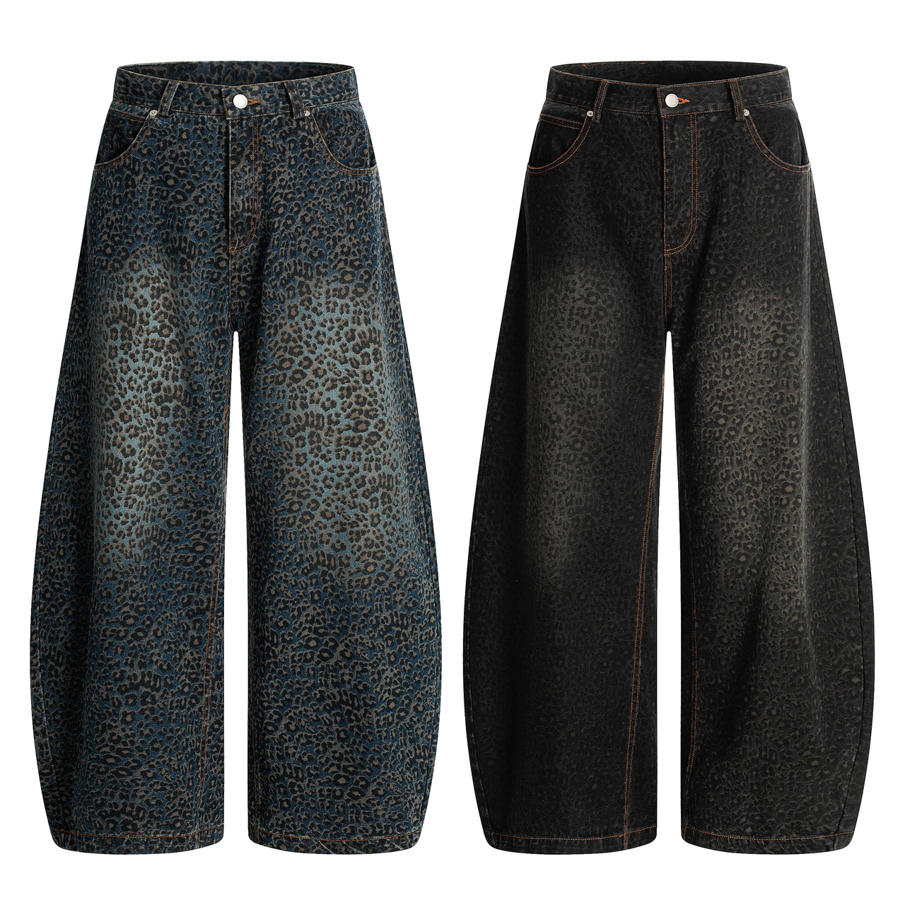 American High Street Leopard Print Curved Blade Jeans