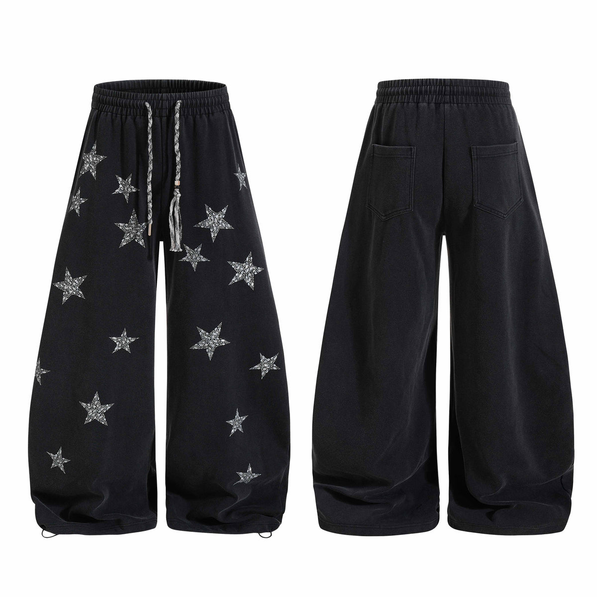 Omirad Rhinestone Star Wide-Leg Sweatpants