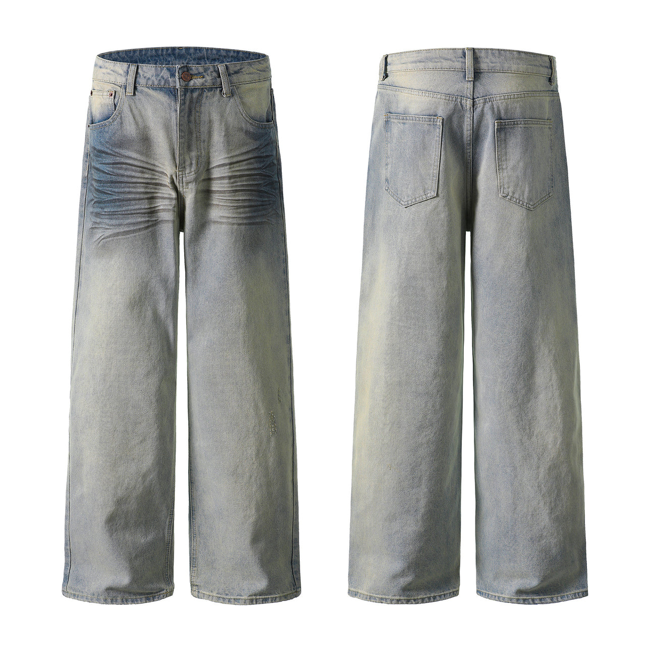 American Vintage Spray Distressed Whisker Denim Jeans