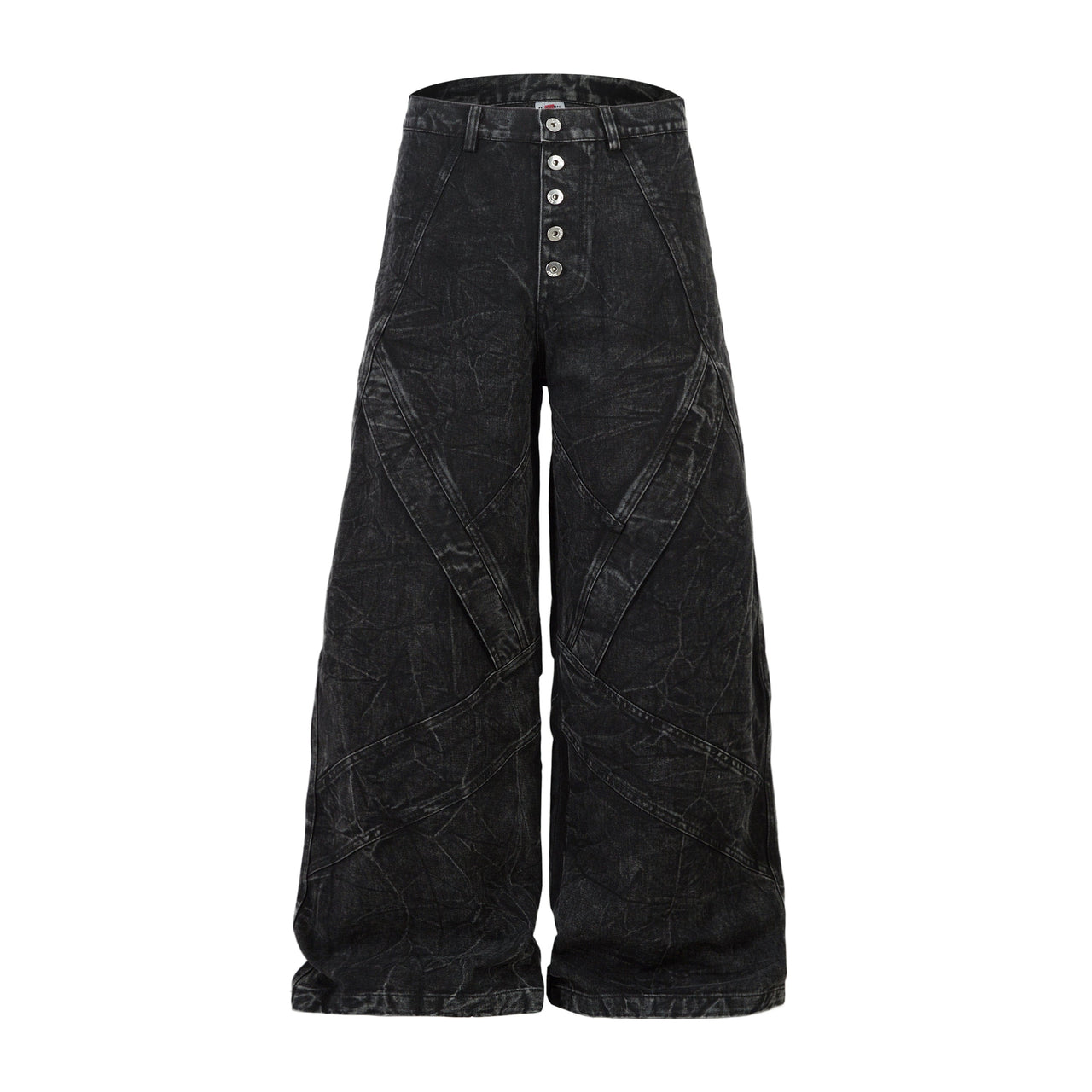 Omirad Crinkle-Wash Panel Wide-Leg Jeans