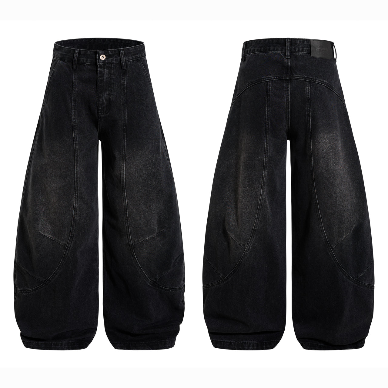 Omirad Curved Blade Washed Denim Pants