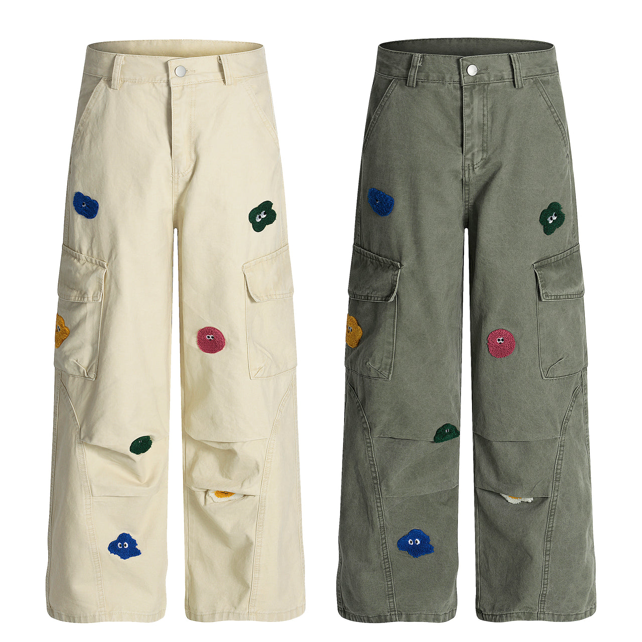 American High Street Fleece Embroidered Pleated Casual Pants