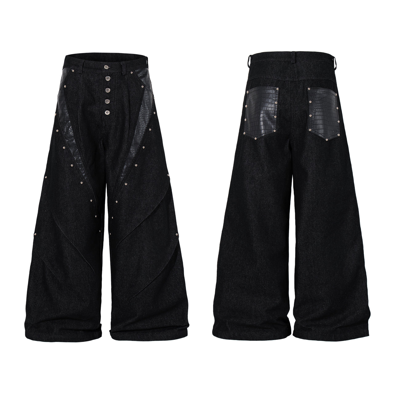 Omirad Panel-Detail Wide Leg Denim Pants