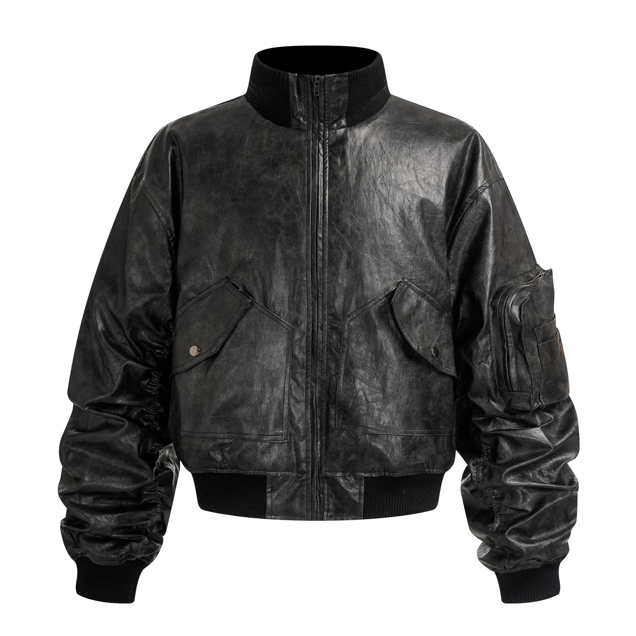 Omirad Vintage PU Bomber Jacket