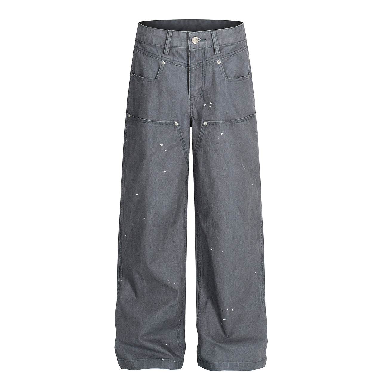 Omirad Paint-Splatter Utility Wide-Leg Jeans