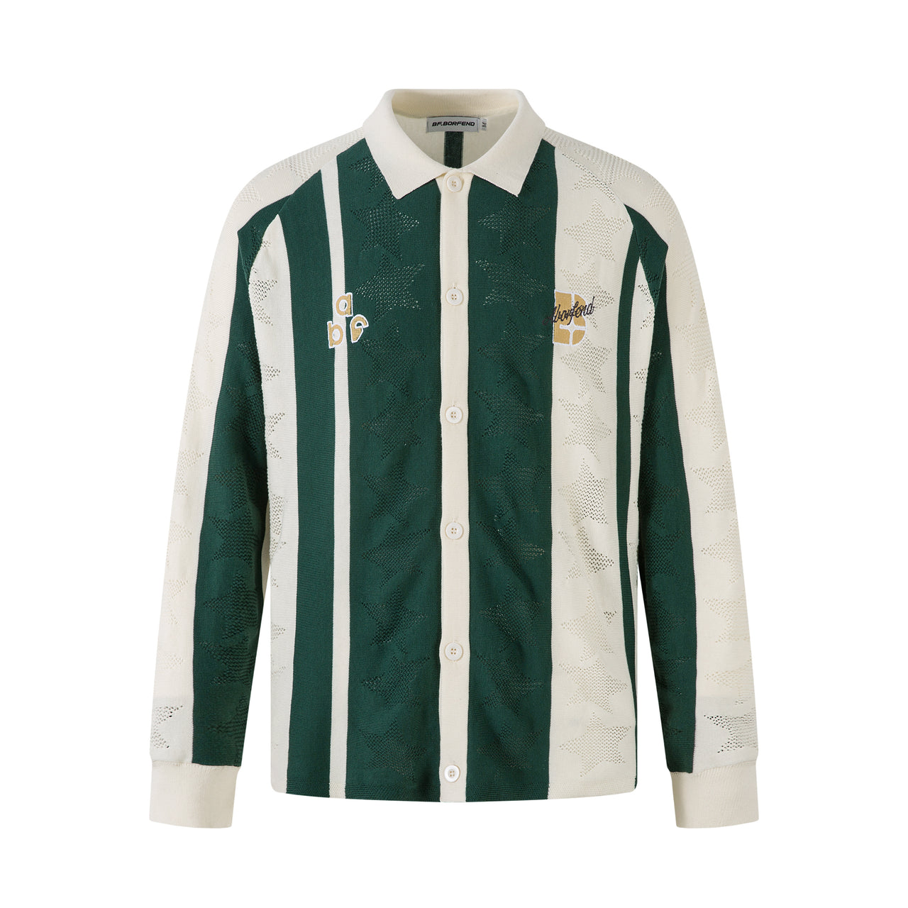 Streetwear Star Pattern Cut-Out Polo Knit Sweater