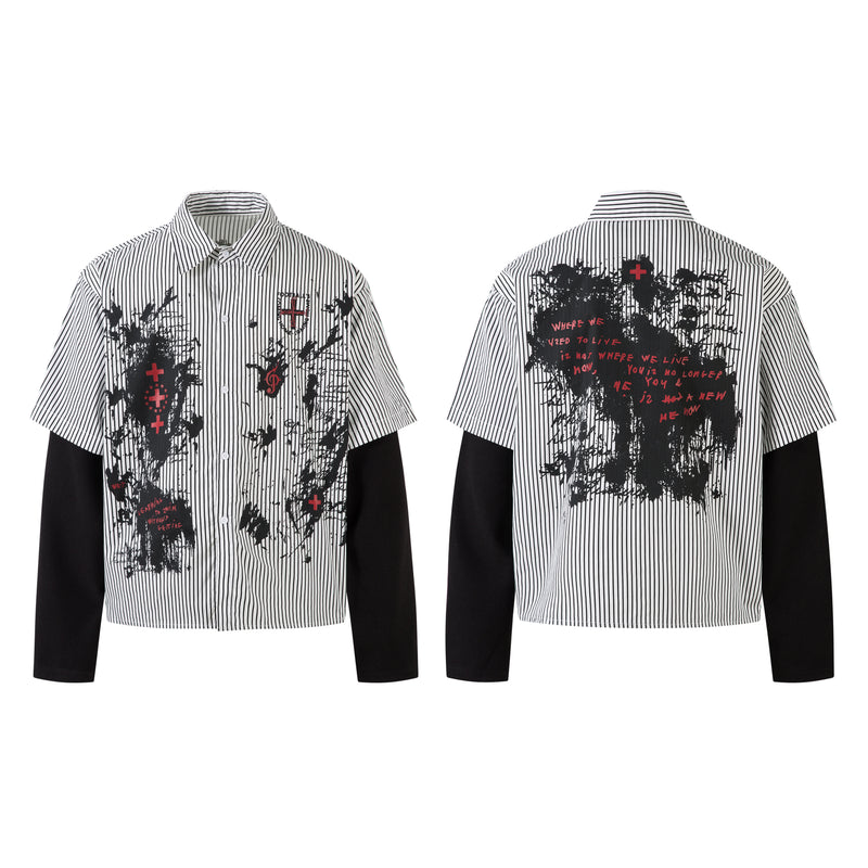 Omirad Ink-Splash Layered Stripe Shirt