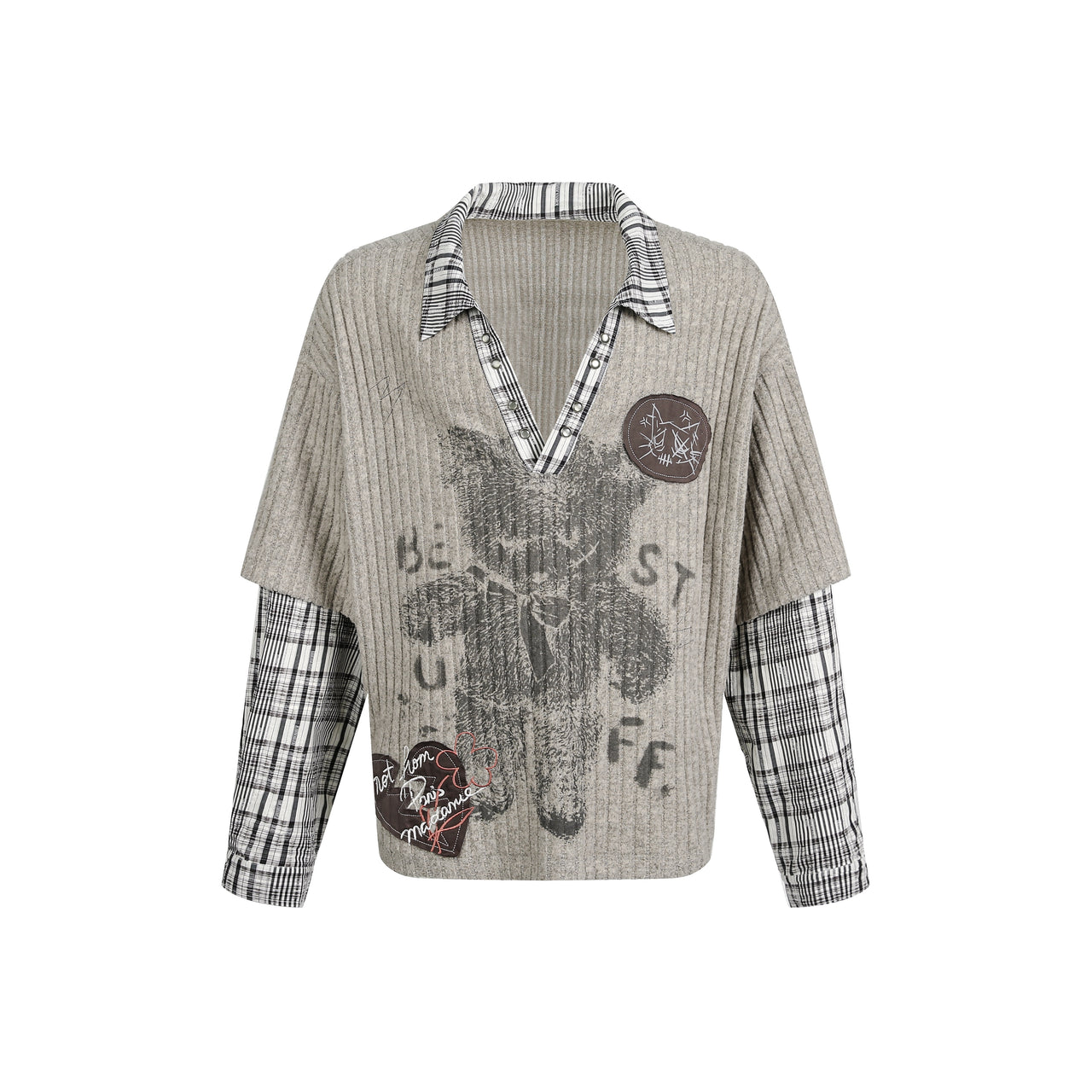 Omirad Plaid Layered Knit Sweater
