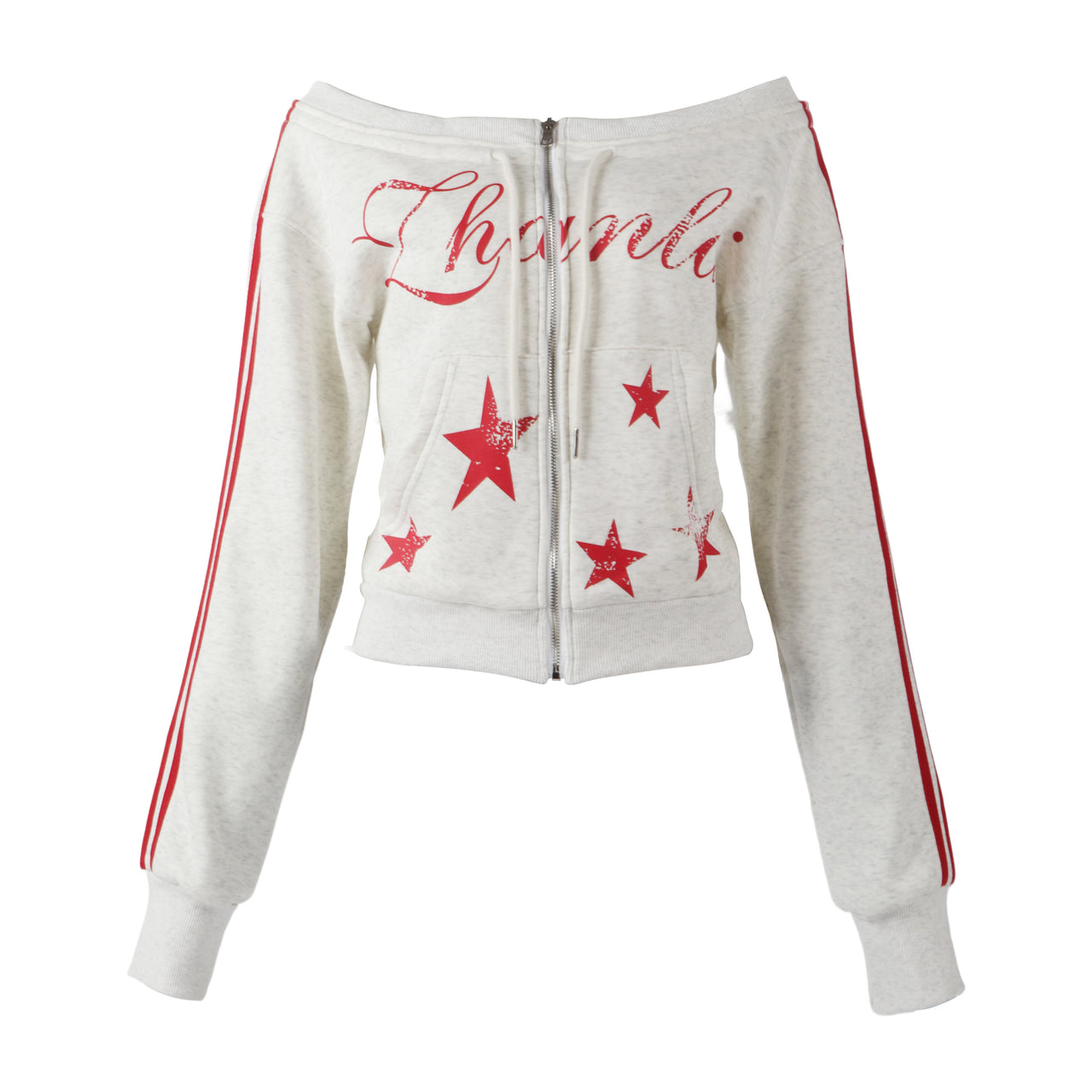 Omirad Star Off-Shoulder Zip Hoodie