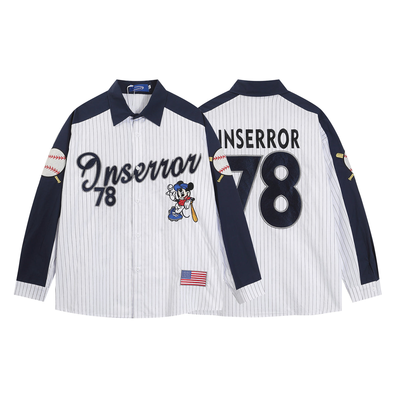 American Street Style Cartoon Embroidered Shirt