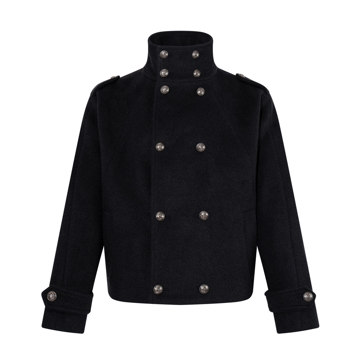 Omirad High Collar Double-Breasted Military Jacket