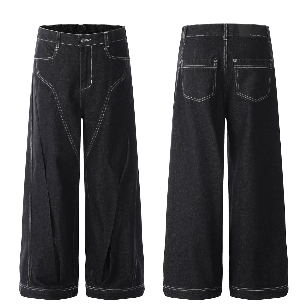 Omirad Contrast-Stitch Wide-Leg Jeans