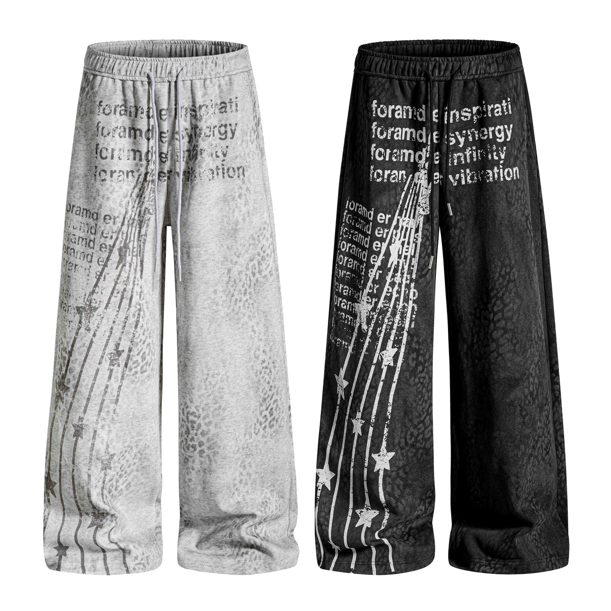 Omirad Distressed Star Stripe Wide-Leg Sweatpants