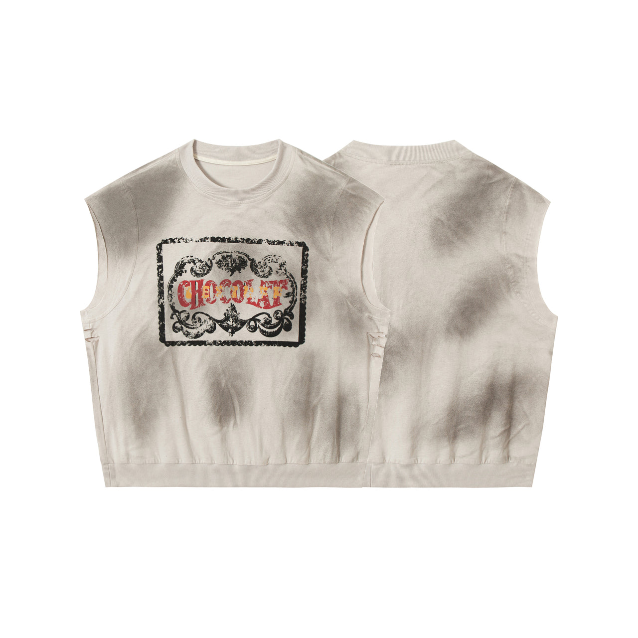 Omirad Distressed Print Sleeveless Sweatshirt
