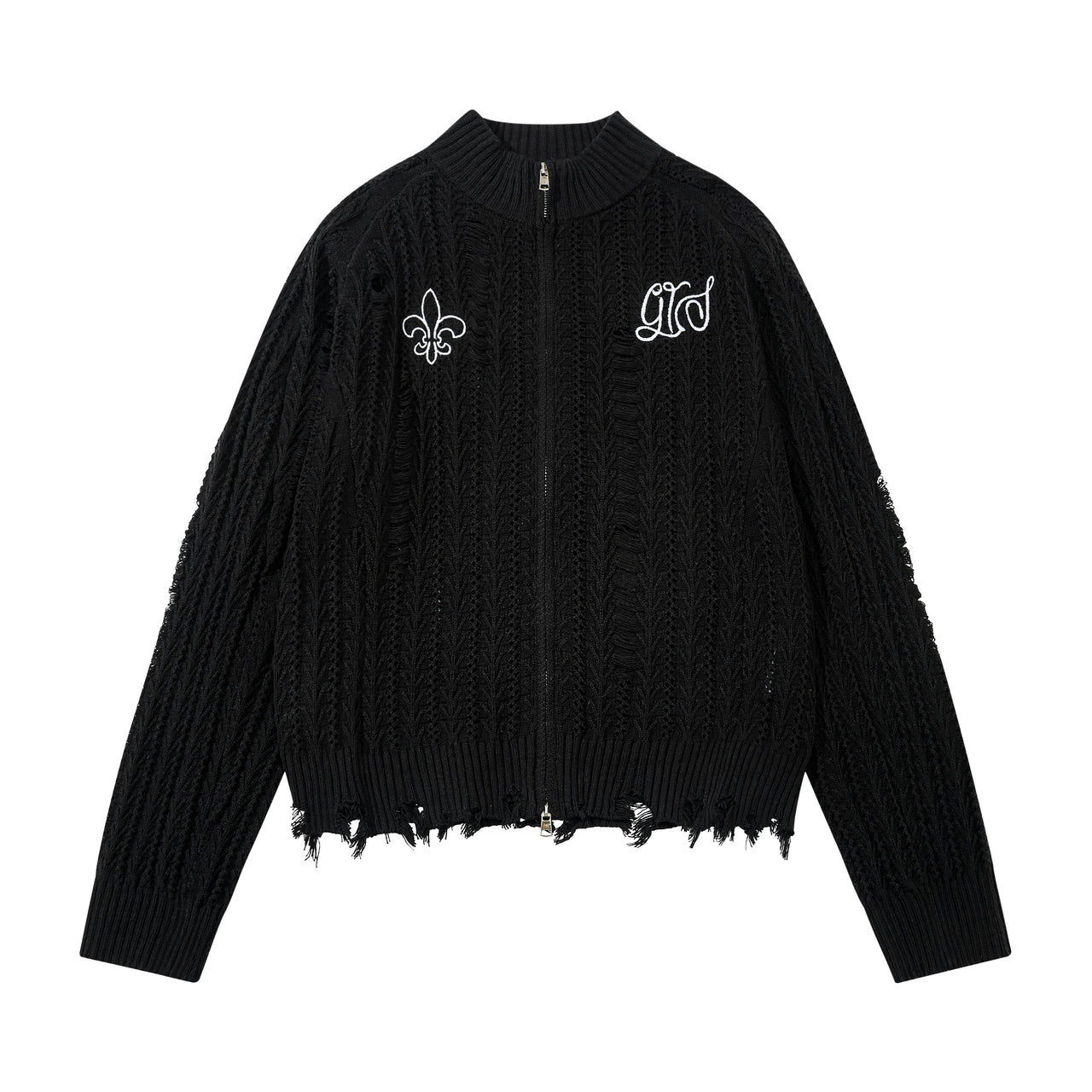 Omirad Distressed Knit Zip Cardigan