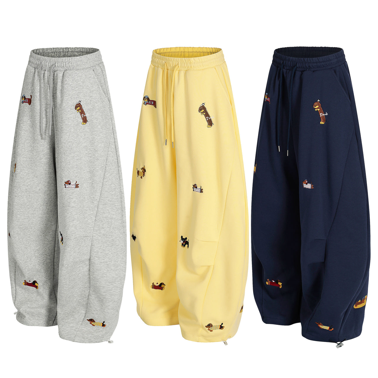 Omirad Embroidered Dog Motif Sweatpants