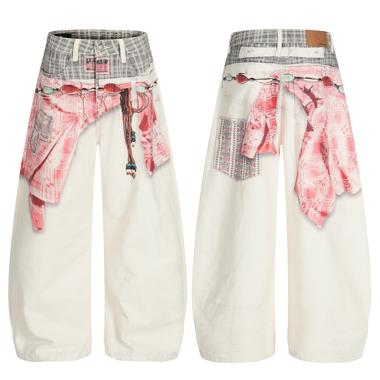 Omirad Digital Print Layered Denim Pants