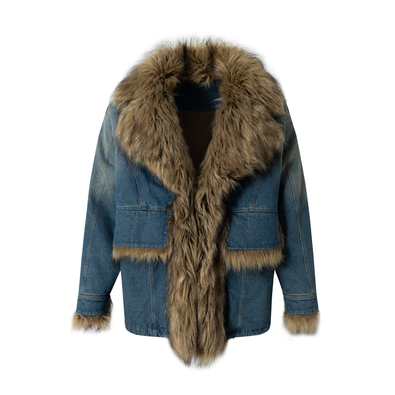 Omirad Faux-Fur Collar Denim Jacket