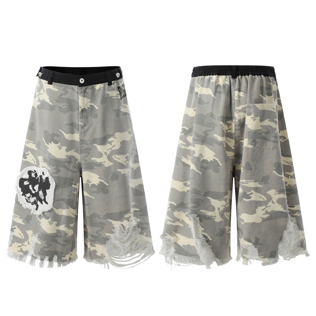 Camouflage Distressed Frayed Jorts
