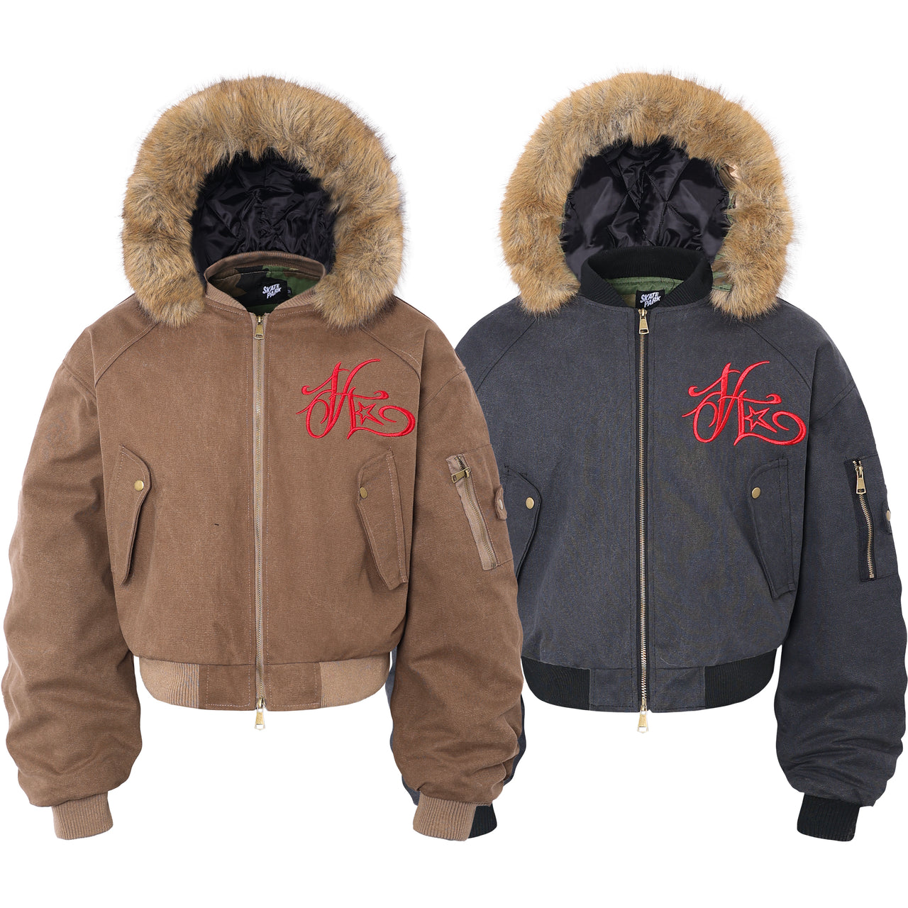 Faux-Fur-Trim Embroidered Jacket